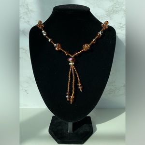 Brown Crystal Beads Necklace